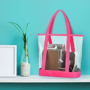 Clear PVC Tote Pack Bag Women Transparent Handbag Zip Purse Stadium Security